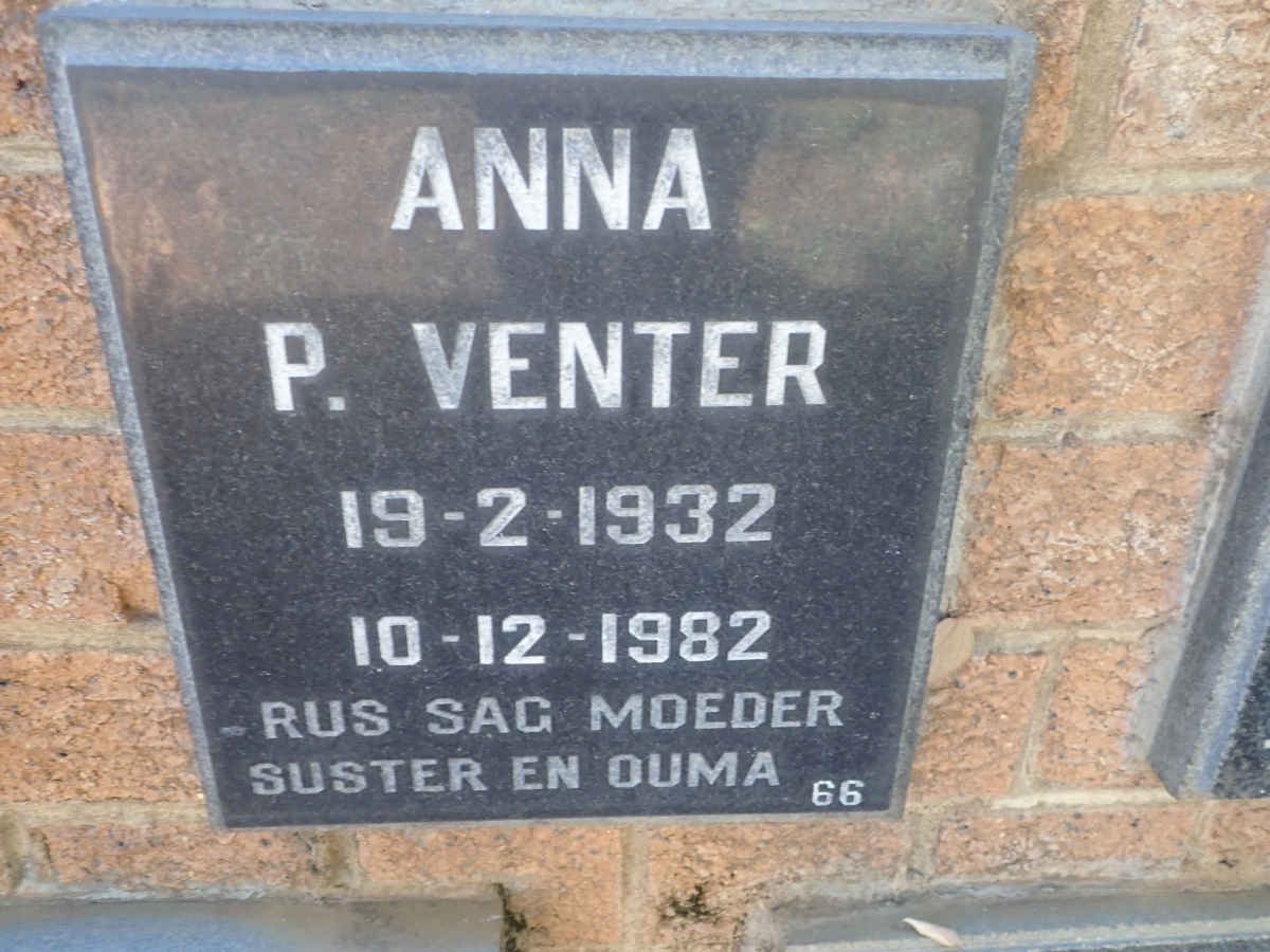 VENTER Anna P. 1932-1982