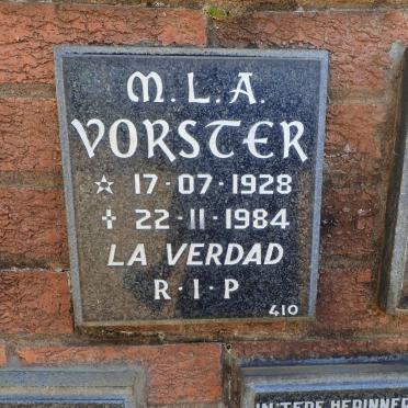 VORSTER M.L.A. 1928-1984