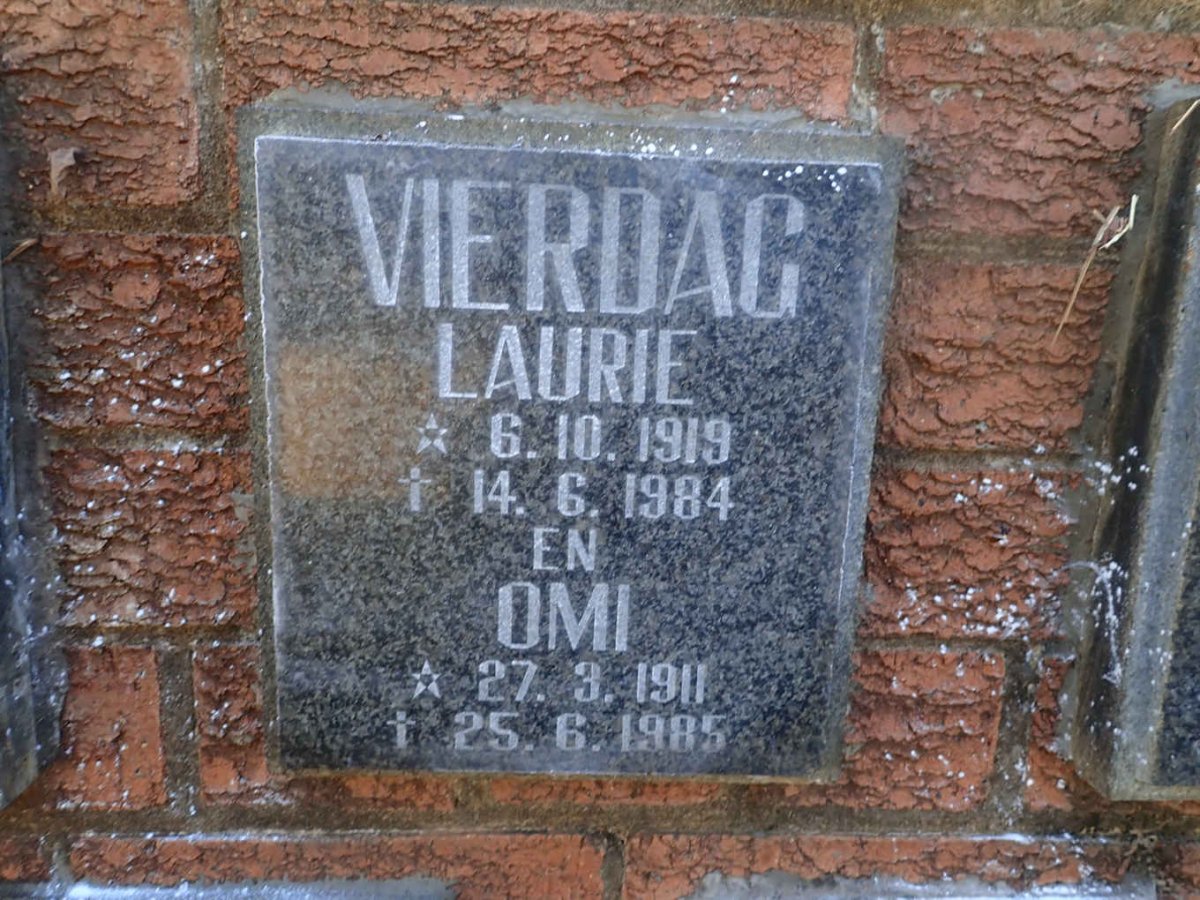 VIERDAG Laurie 1919-1984 &amp; Omi 1911-1985
