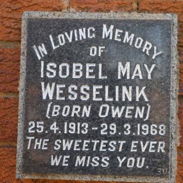 WESSELINK Isobel May nee OWEN 1913-1968