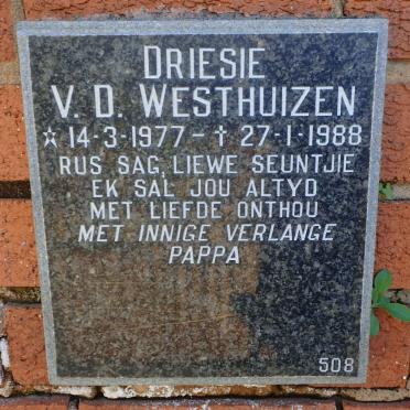WESTHUIZEN Driesie, v.d. 1977-1988