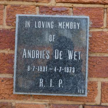 WET Andries, de 1931-1973