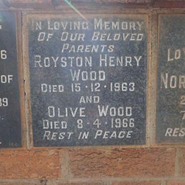 WOOD Royston Henry -1963 &amp; Olive -1966