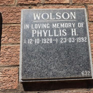 WOLSON Phyllis H. 1920-1992