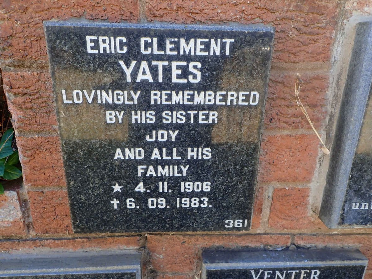 YATES Eric Clement 1906-1983
