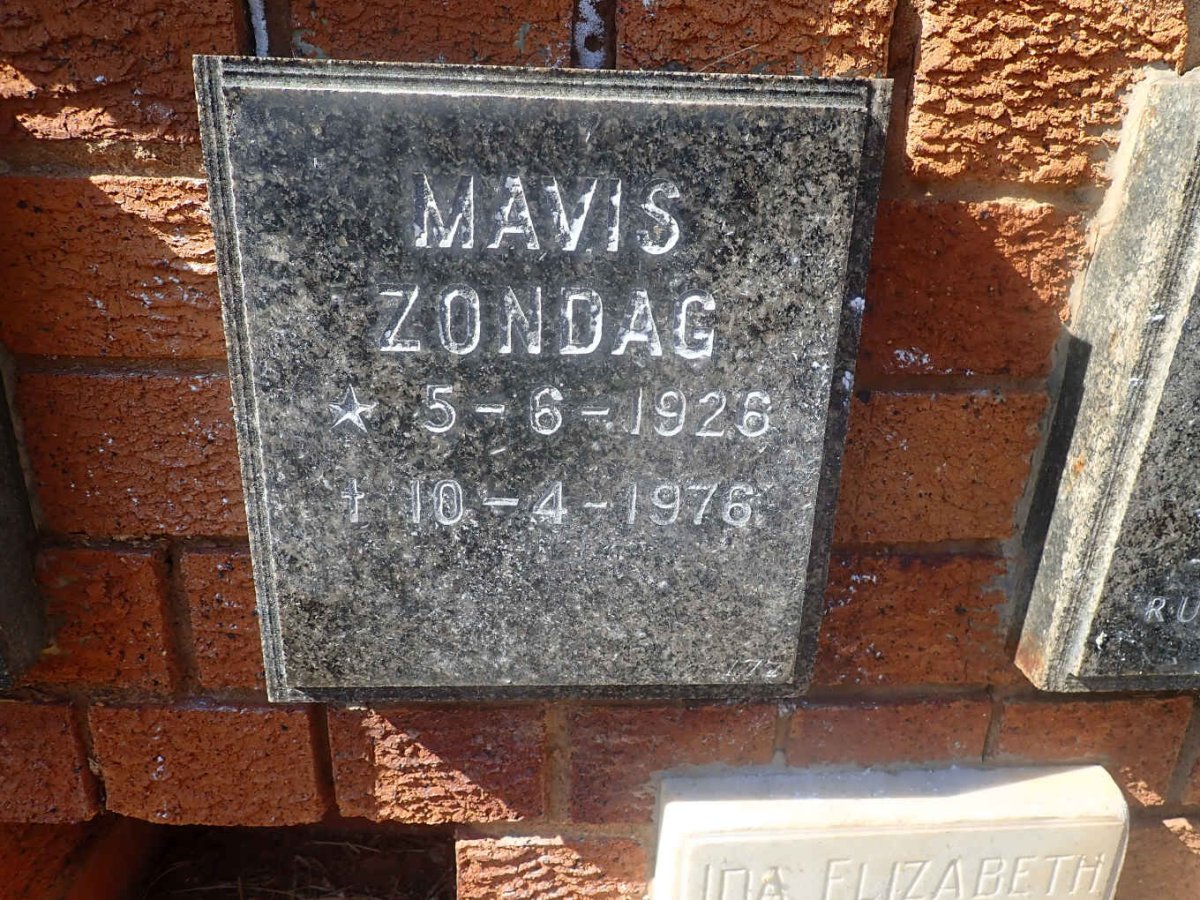 ZONDAG Mavis 1926-1976