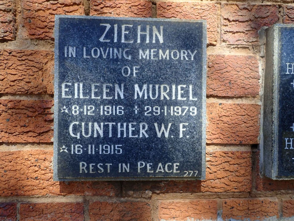 ZIEHN Gunther W.F. 1915- &amp; Eileen Muriel 1916-1979