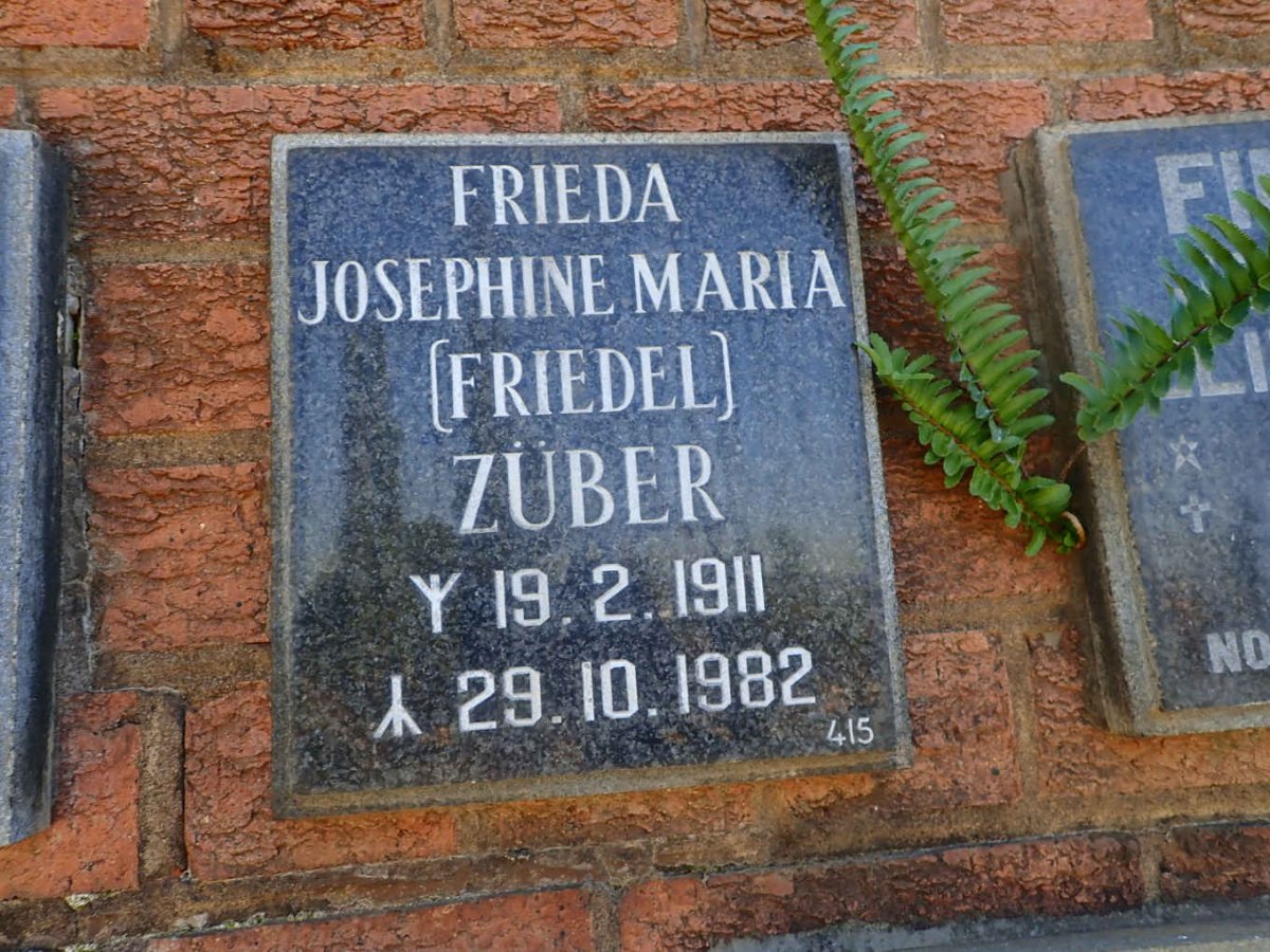 ZUBER Frieda Josephine Maria FRIEDEL 1911-1982