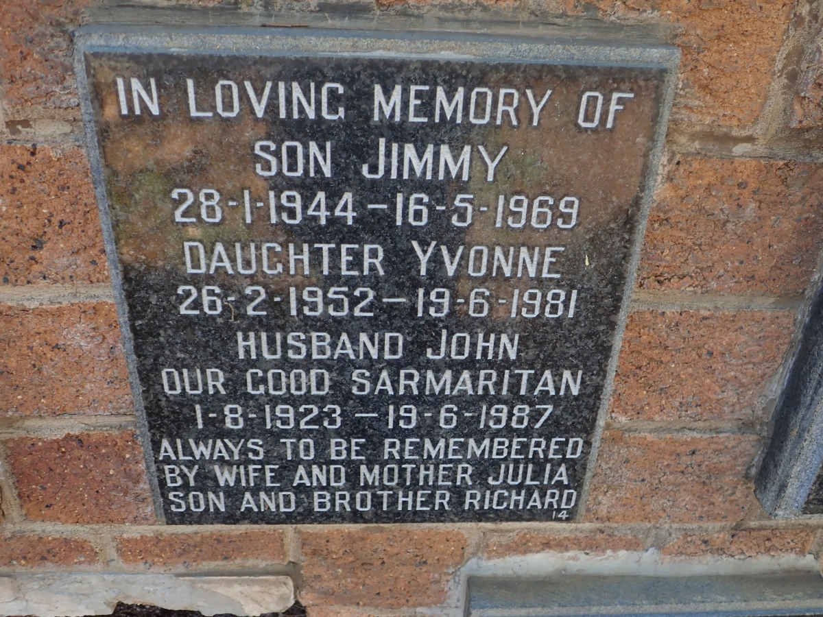 ? John 1923-1987 :: ? Jimmy 1944-1969 :: ? Yvonne 1952-1981