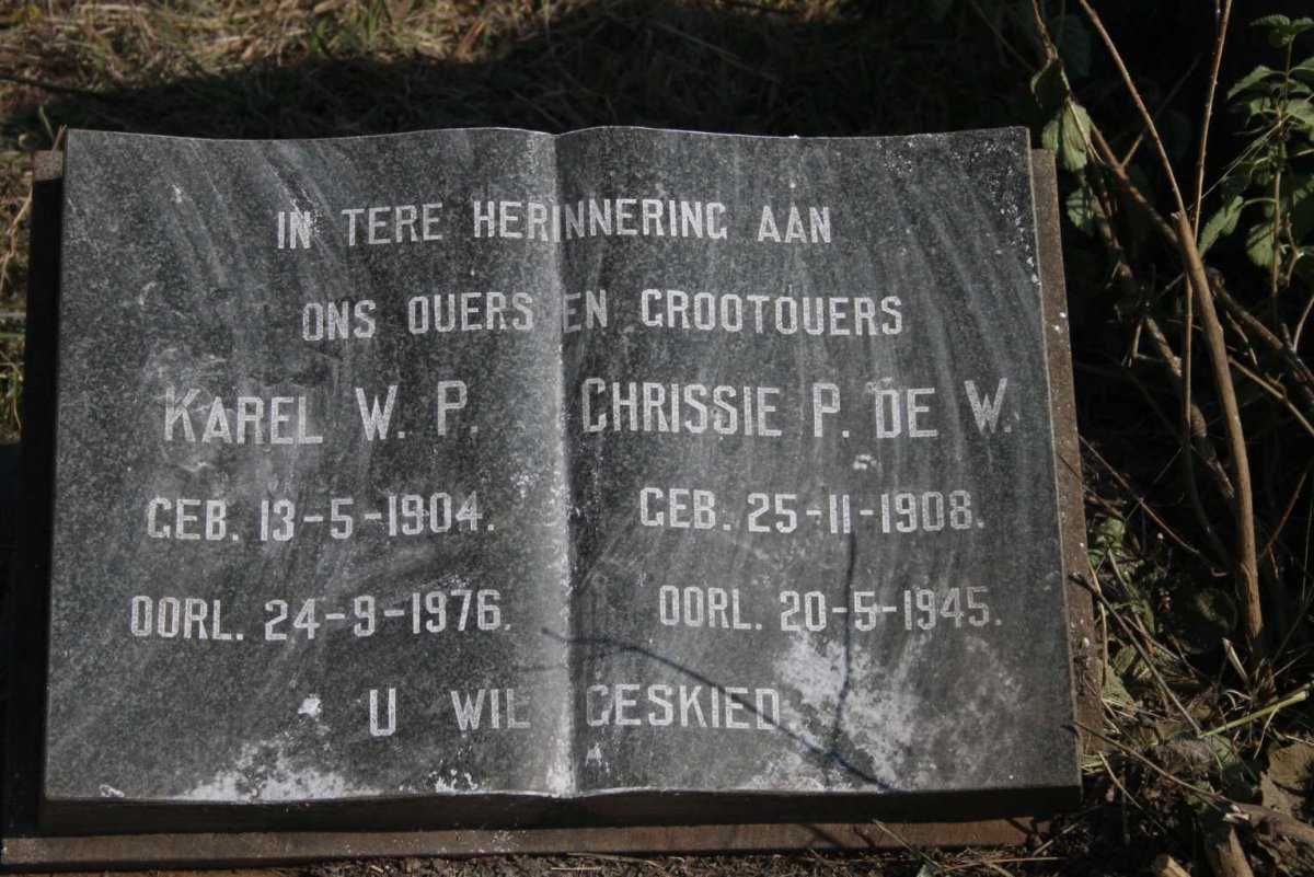 ? Karel W.P. 1904-1976 & Chrissie P. de W. 1908-1945