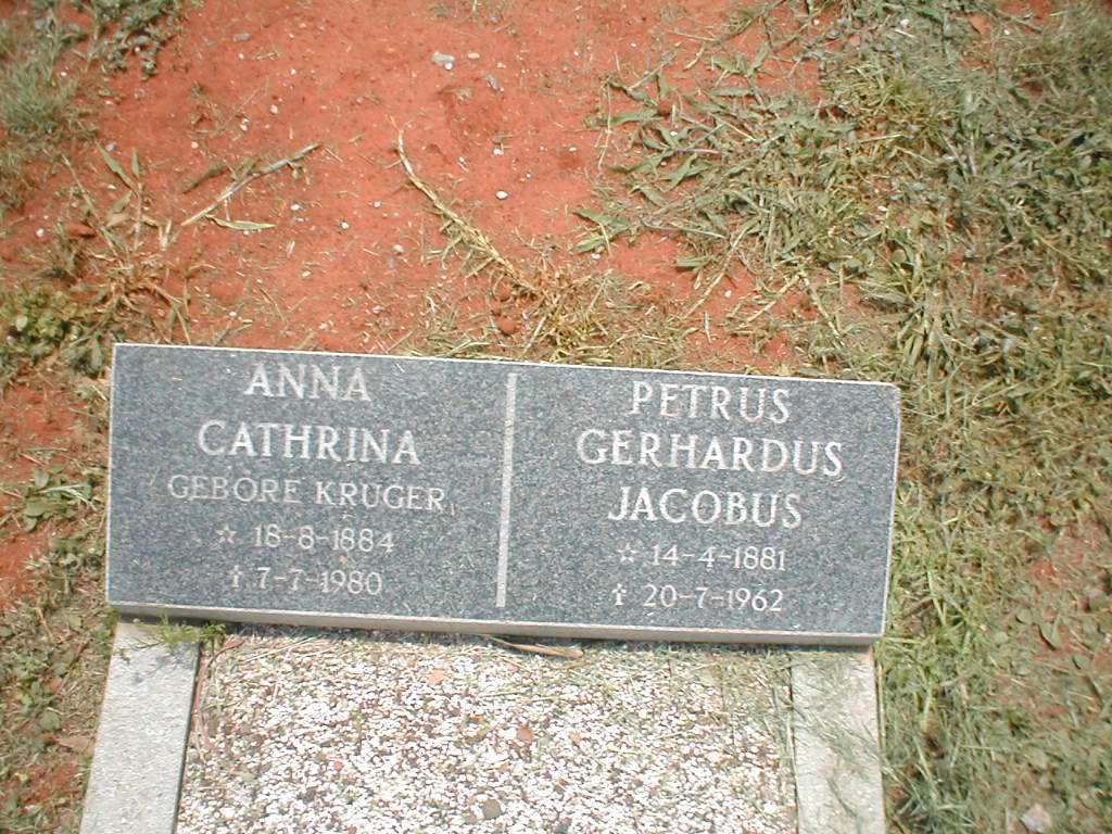 ? Petrus Gerhardus Jacobus 1881-1962 &amp; Anna Catharina KRUGER 1884-1980
