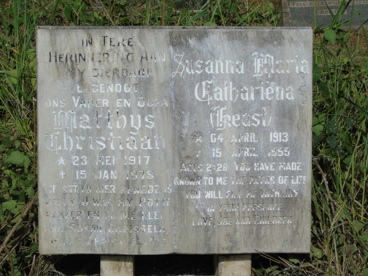 ? Matthys Christiaan 1917-1978 & Susanna Maria Cathariena KEAST 1913-1999