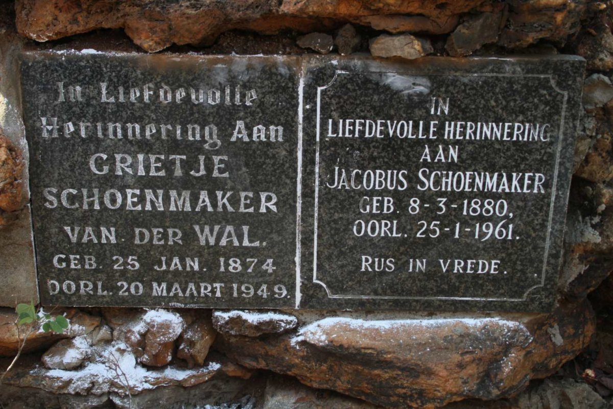 SCHOENMAKER Jacobus 1880-1961 & Grietje VAN DER WAL 1874-1949
