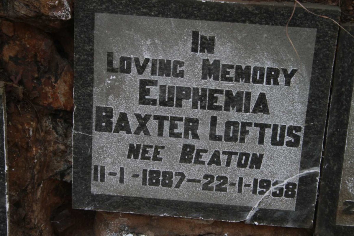 LOFTUS Euphemia Baxter nee BEATON 1887-1958