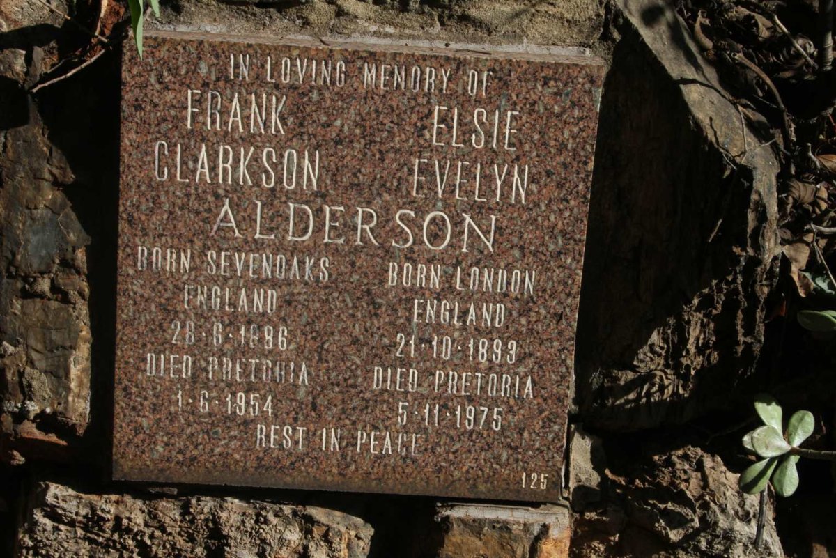 ALDERSON Frank Clarkson 1886-1954 & Elsie Evelyn 1893-1975