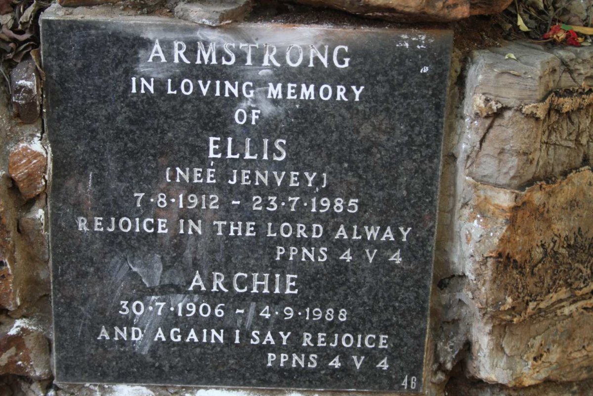 ARMSTRONG Archie 1906-1988 & Ellis JENVEY 1912-1985
