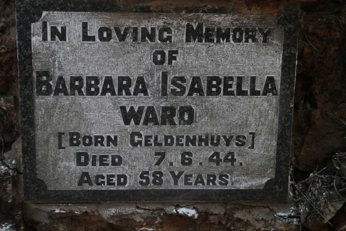 WARD Barbara Isabella nee GELDENHUYS -1944