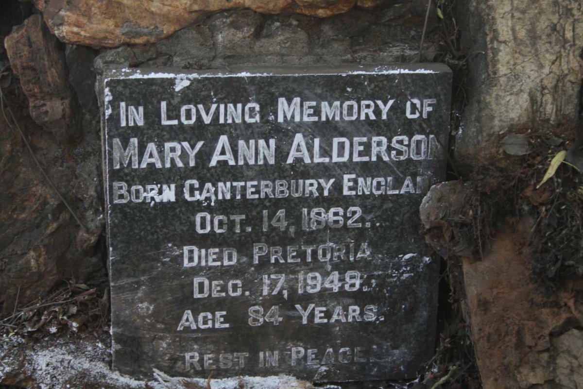 ALDERSON Mary Ann 1862-1949