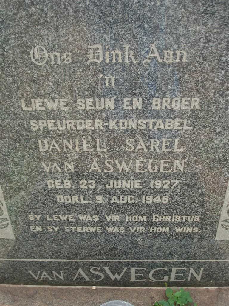 ASWEGEN Daniël Sarel, van 1927-1948
