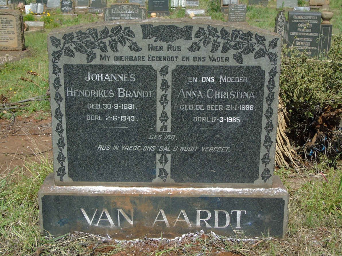 AARDT Johannes Hendrikus Brandt, van 1881-1943 & Anna Christina DE BEER 1886-1965 _2
