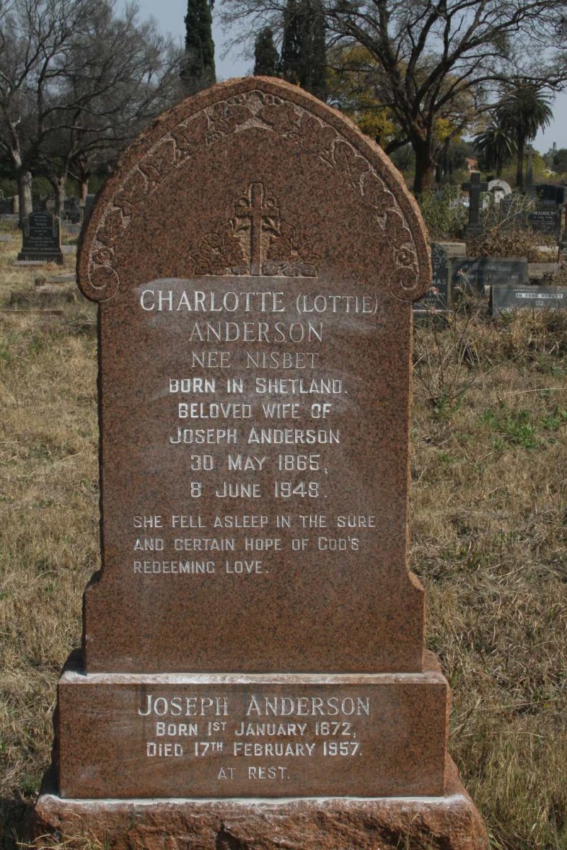 ANDERSON Joseph 1872-1957 &amp; Charlotte NISBET 1865-1948