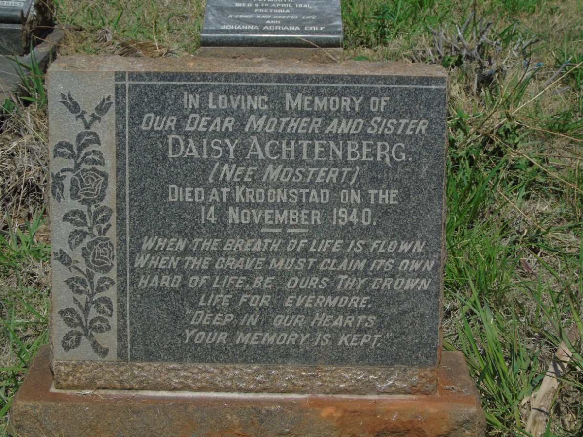 ACHTENBERG Daisy nee MOSTERT -1940