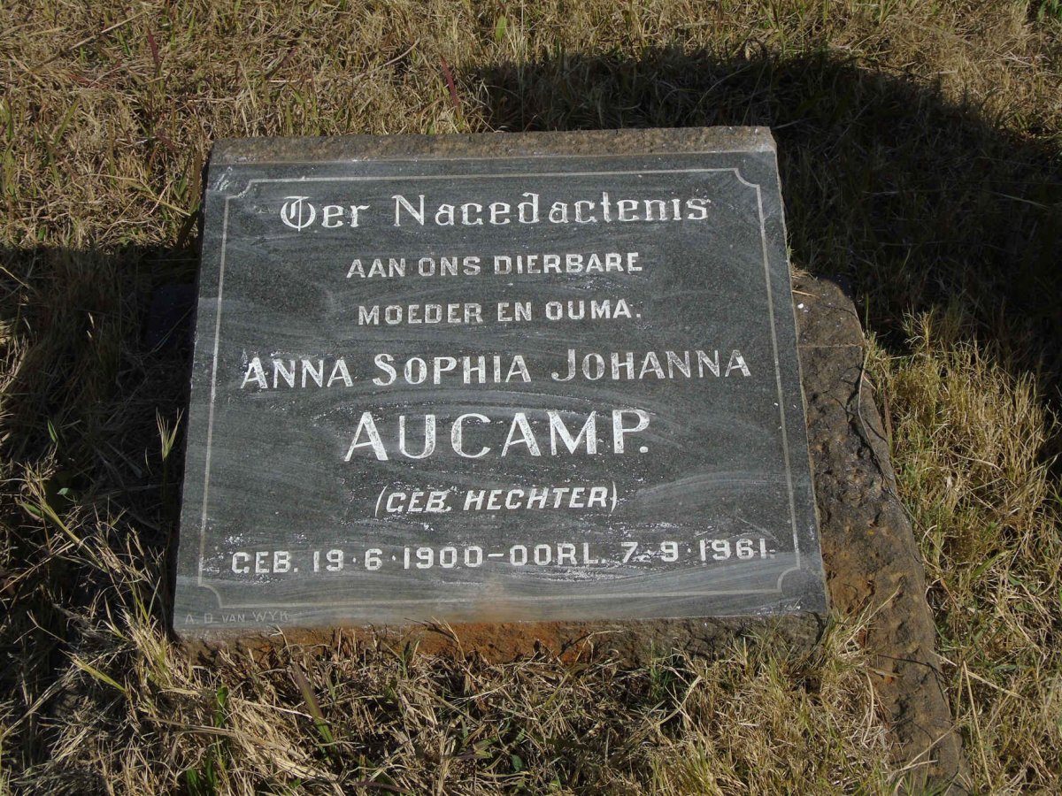 AUCAMP Anna Sophia Johanna nee HECHTER 1900-1961