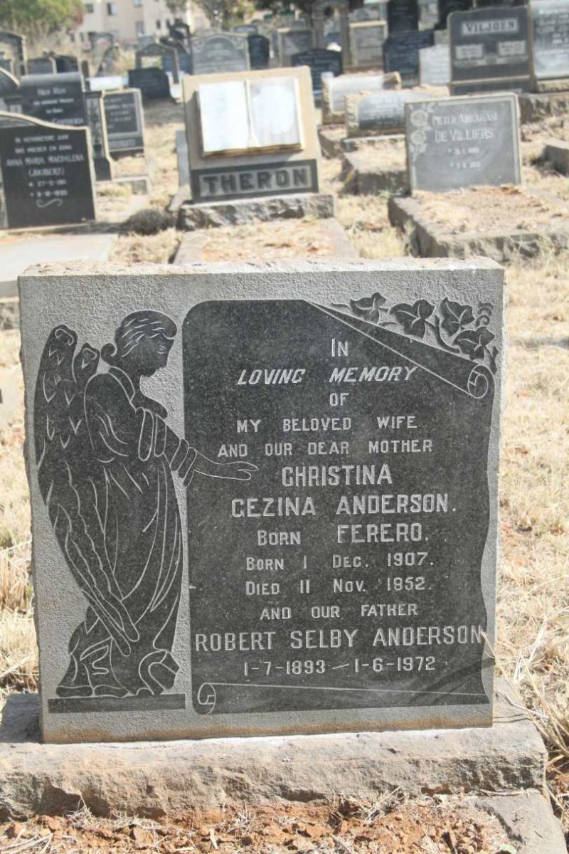 ANDERSON Robert Selby 1893-1972 & Christina Gezina FERERO 1907-1952