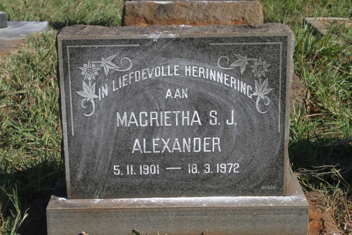 ALEXANDER Magrietha S.J. 1901-1972