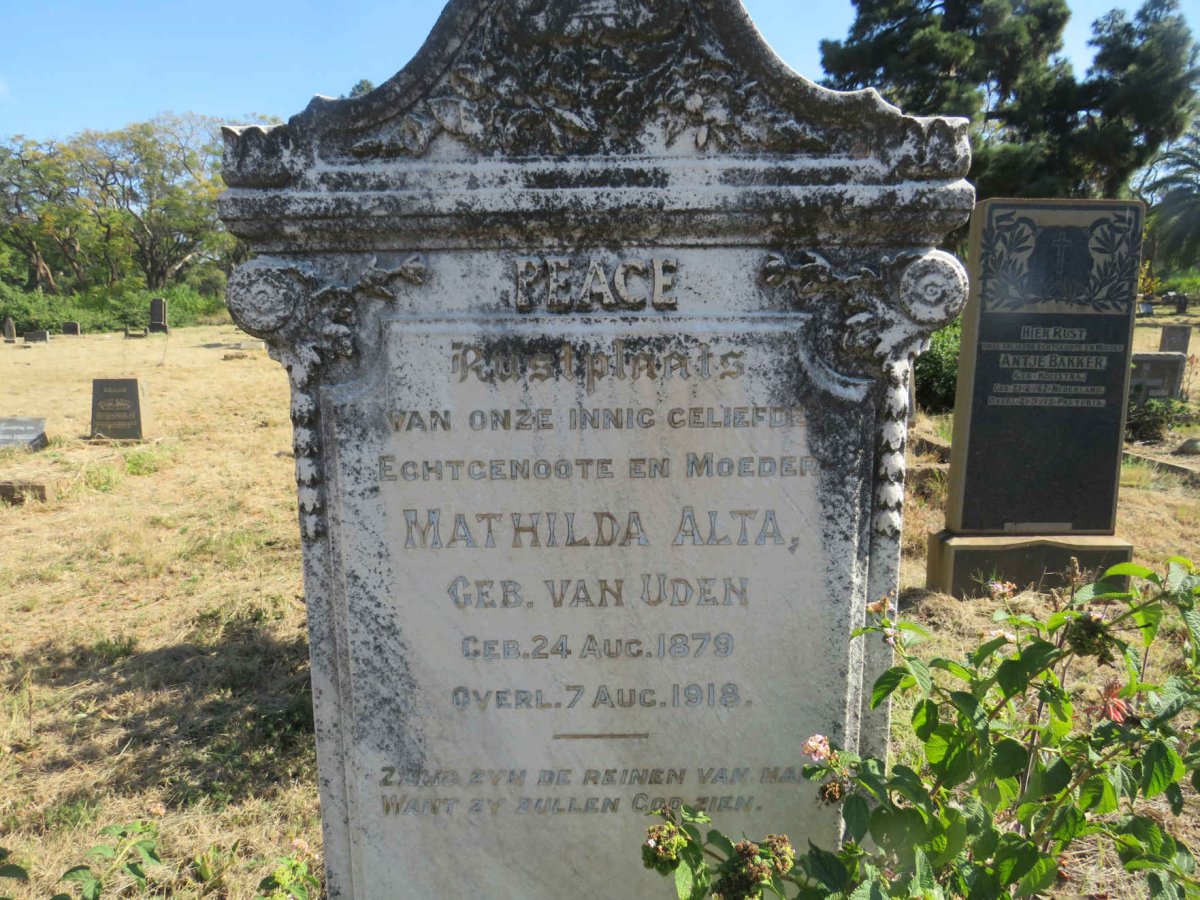 ALTA Mathilda nee VAN UDEN 1879-1918