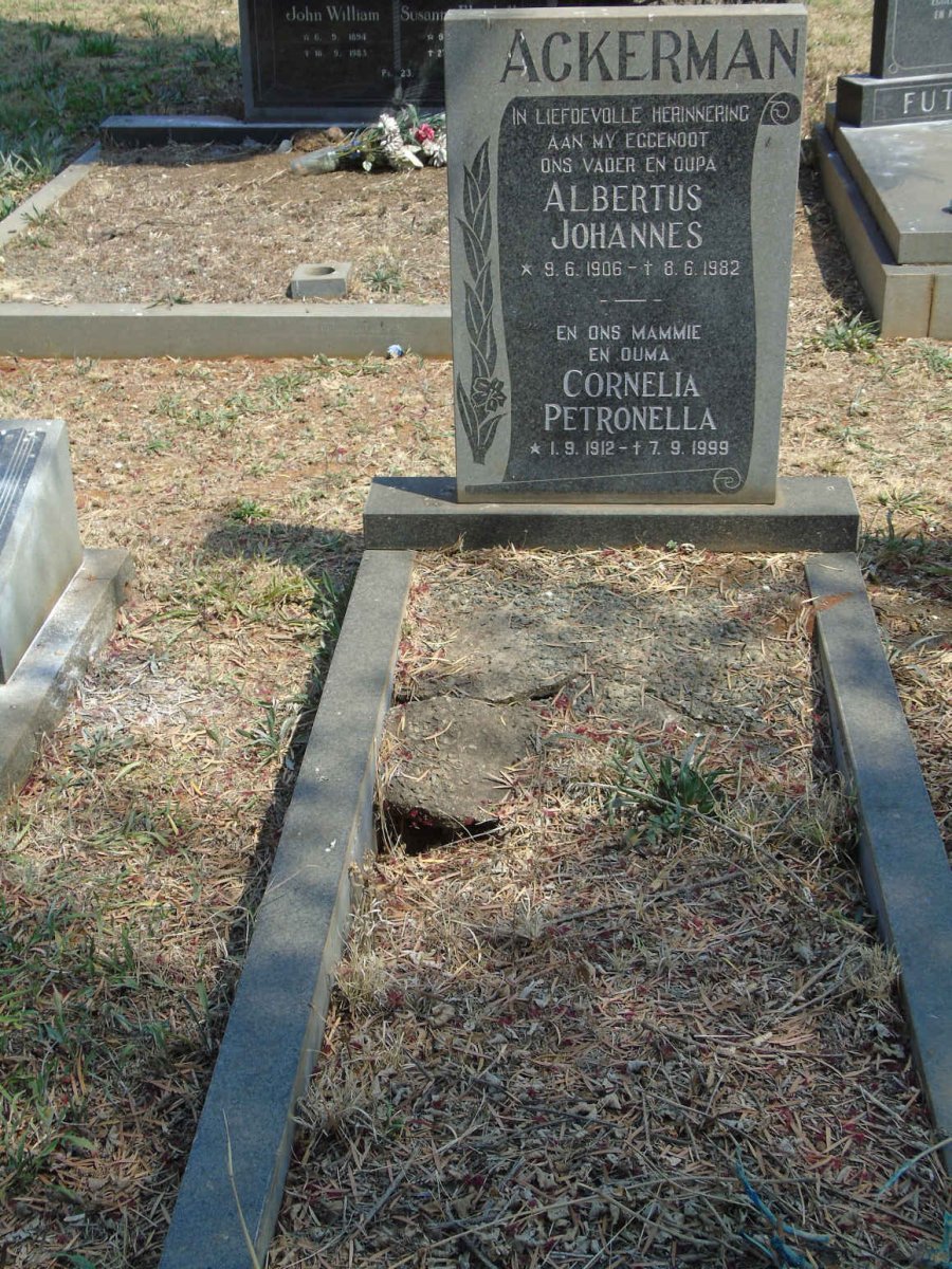 ACKERMAN Albertus Johannes 1906-1982 &amp; Cornelia Petronella 1912-1999