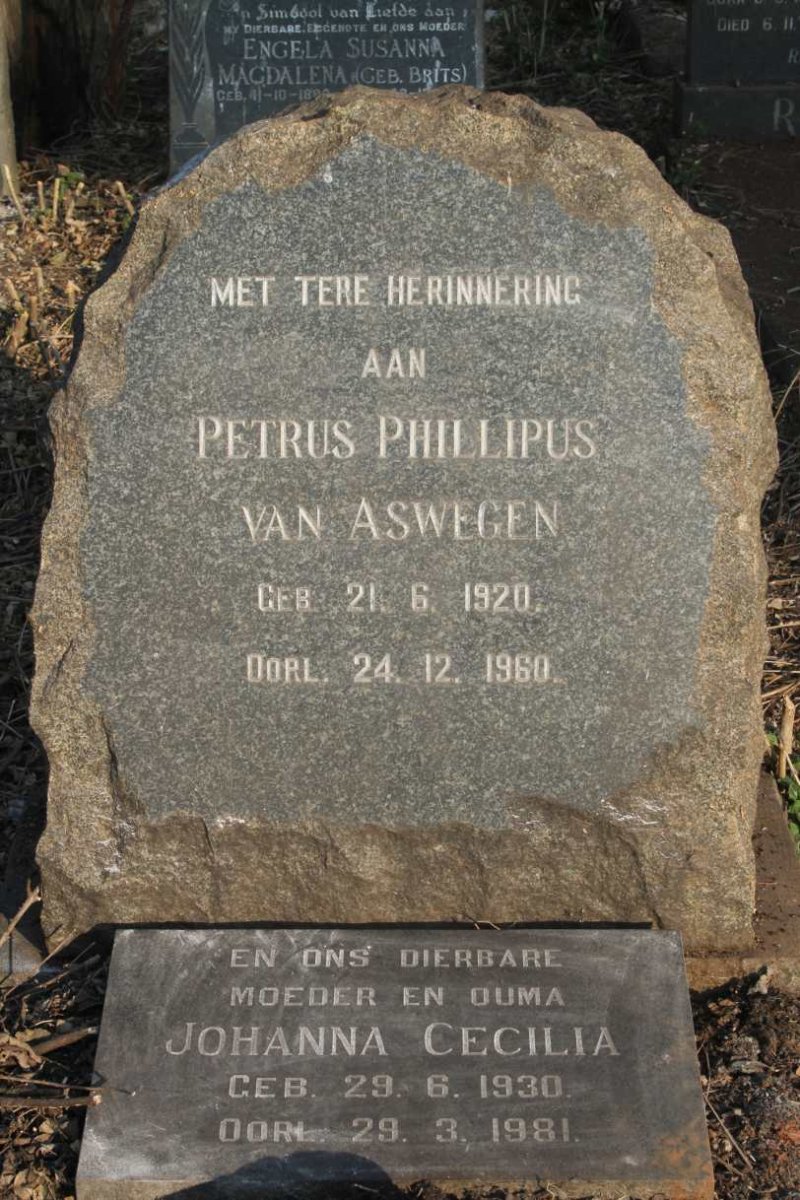ASWEGEN Petrus Phillipus, van 1920-1960 & Johanna Cecilia 1930-1981