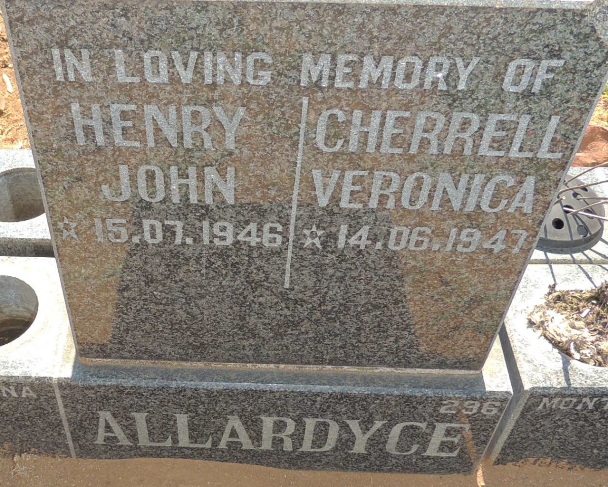 ALLARDYCE Henry John 1946-  & Veronica 1947- 