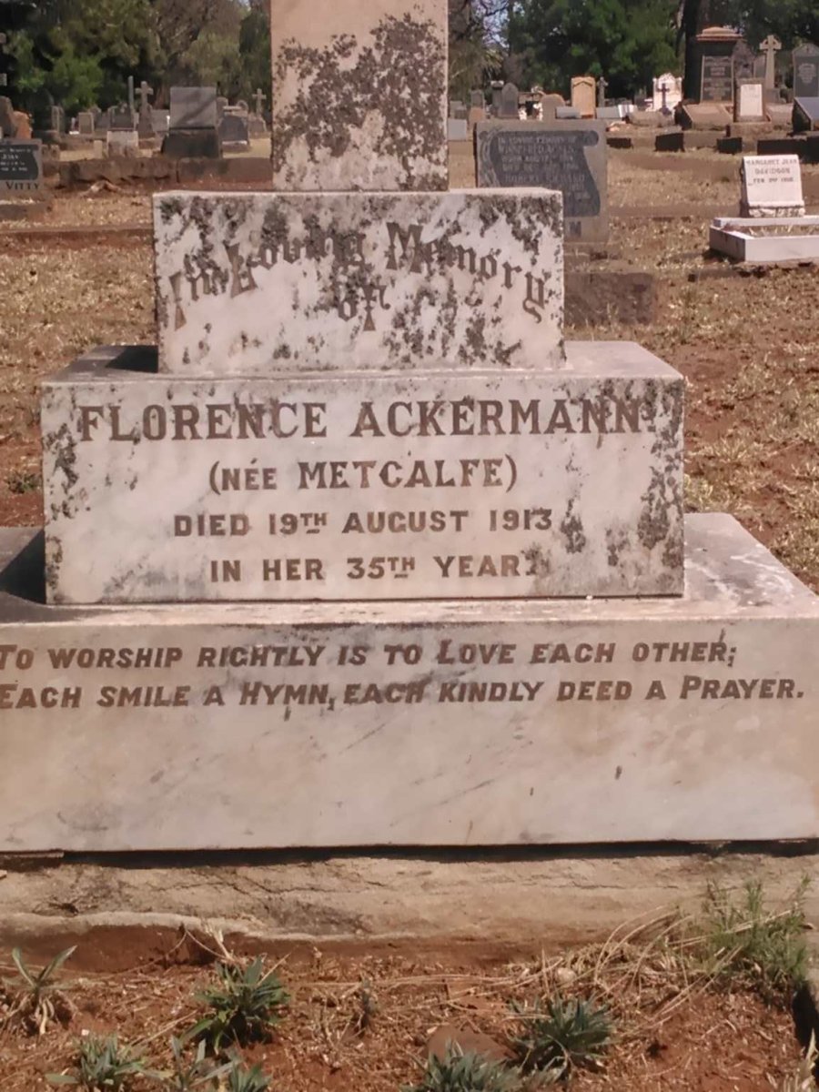 ACKERMANN Florence nee METCALFE -1913