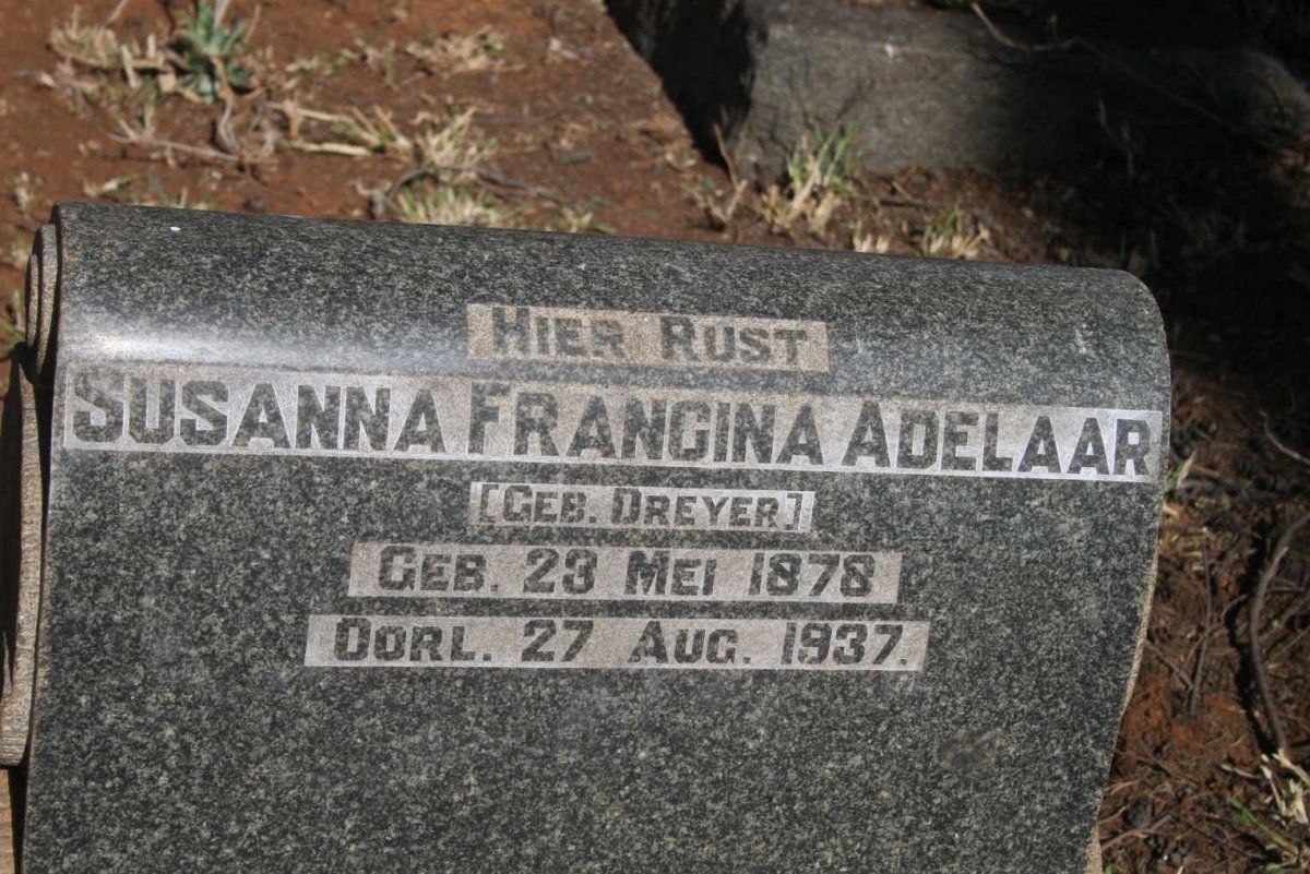 ADELAAR Susanna Francina nee DREYER 1878-1937