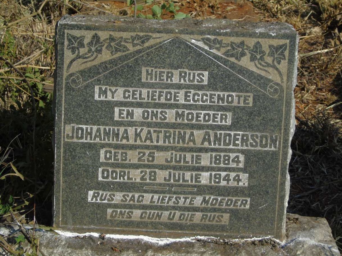 ANDERSON Johanna Katrina 1984-1944
