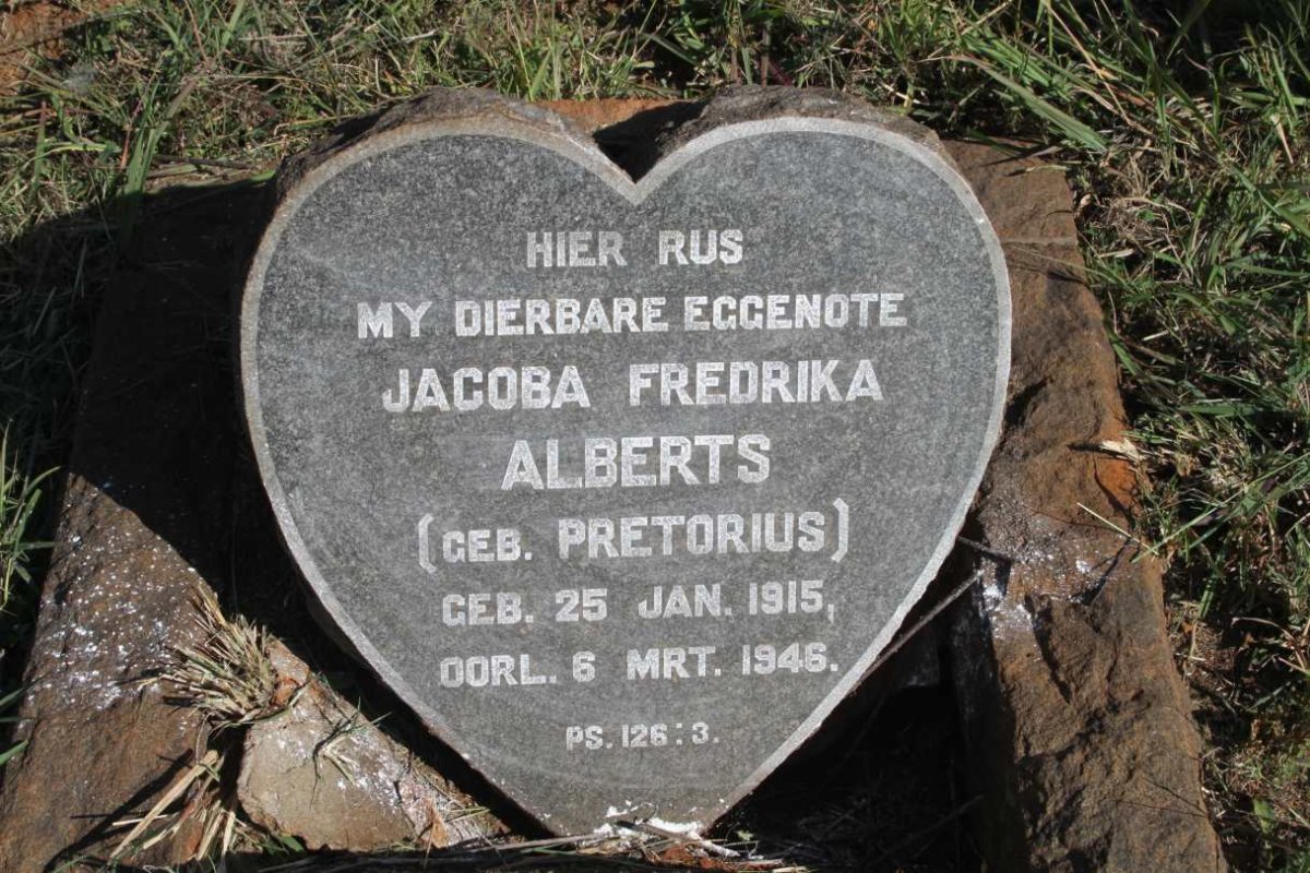 ALBERTS Jacoba Fredrika nee PRETORIUS 1915-1946