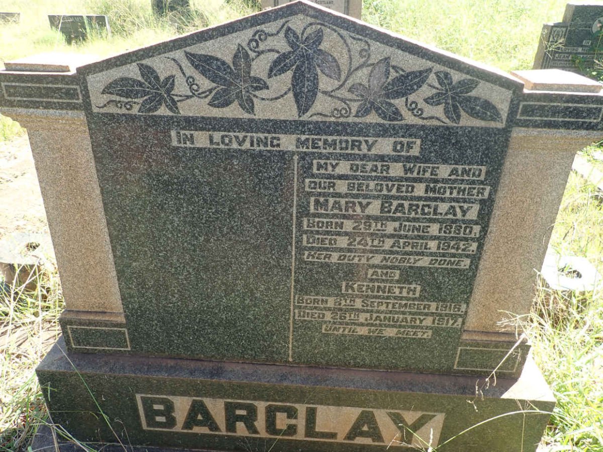 BARCLAY Mary 1880-1942 :: BARCLAY Kenneth 1916-1917