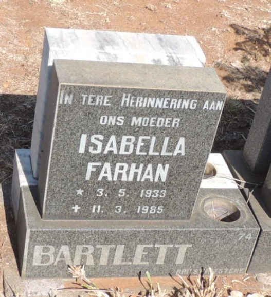 BARTLETT Isabella Farhan 1933-1985