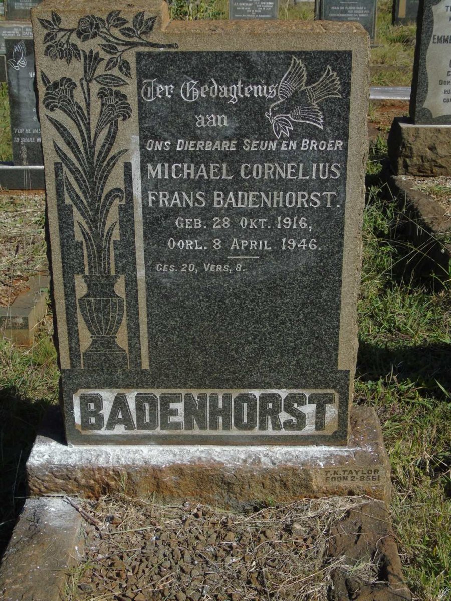 BADENHORST Michael Cornelius Frans 1916-1946
