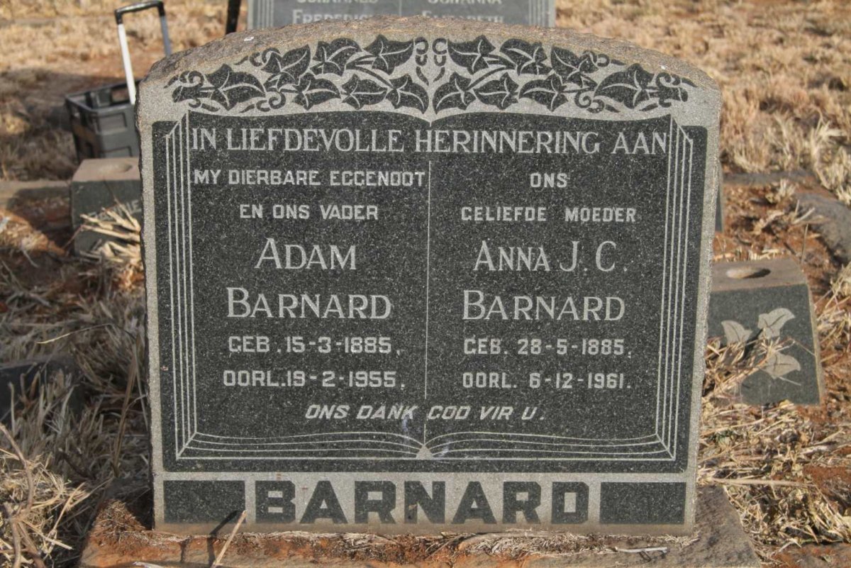 BARNARD Adam 1885-1955 & Anna J.C. 1885-1961