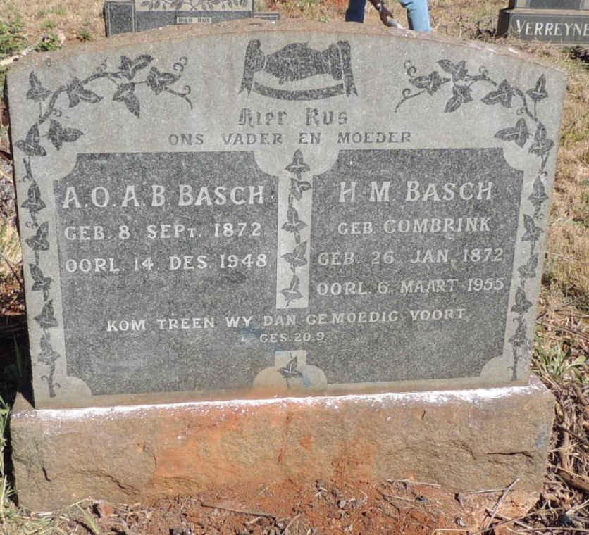 BASCH A.O.A.B. 1872-1948 &amp; H.M. COMBRINK 1872-1955