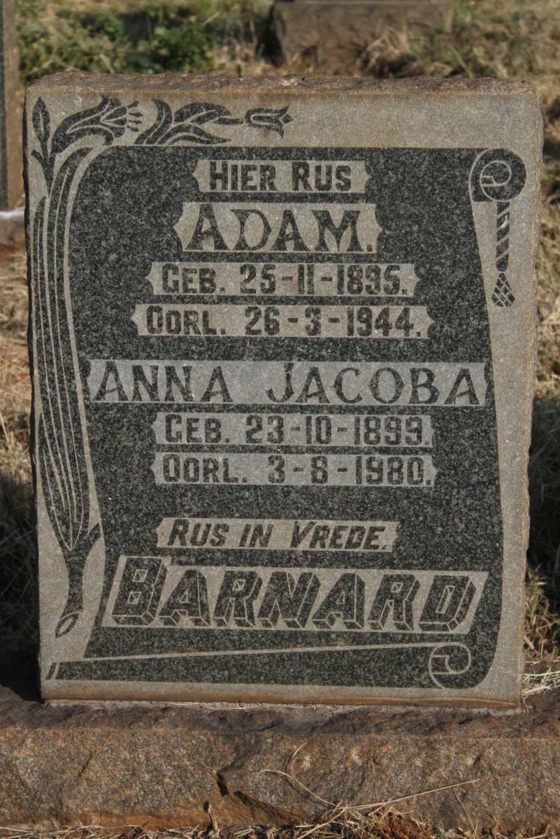 BARNARD Adam 1895-1944 & Anna Jacoba 1899-1980