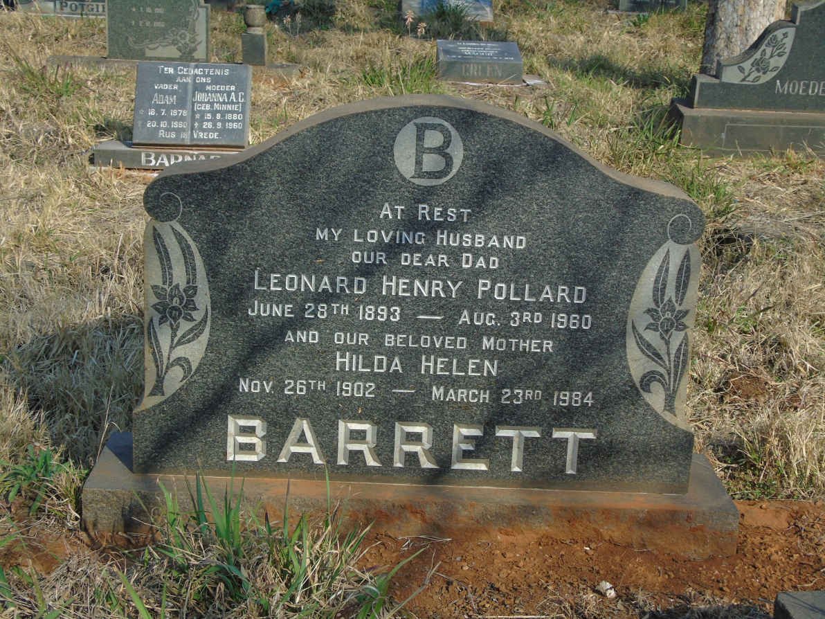 BARRETT Leonard Henry Pollard 1893-1960 &amp; Hilda Helen 1902-1984