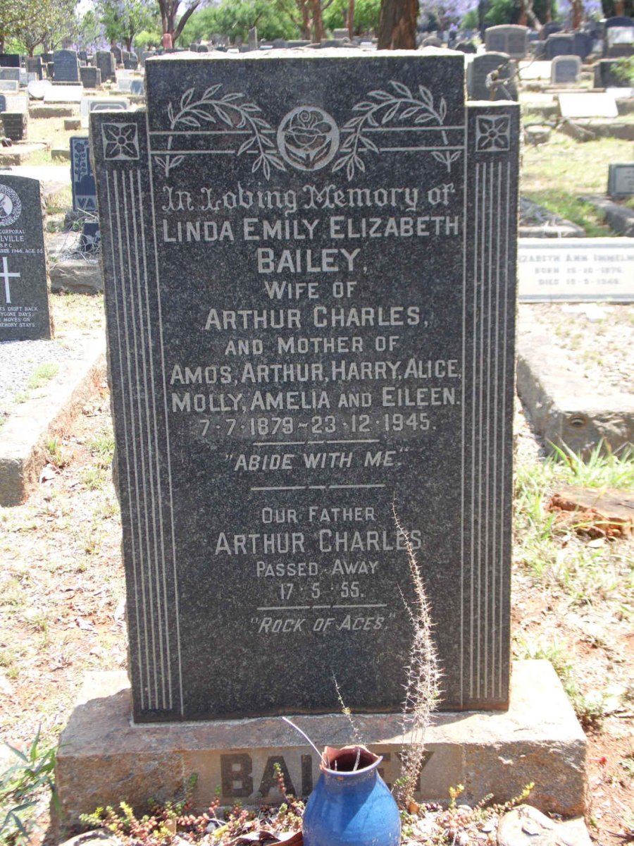 BAILEY Arthur Charles -1955 &amp; Linda Emily Elizabeth 1879-1945