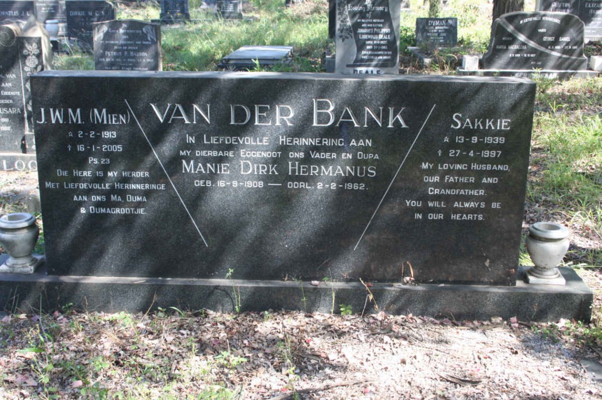 BANK Dirk Hermanus, van der 1908-1962 &amp; J.W.M. 1913-2005