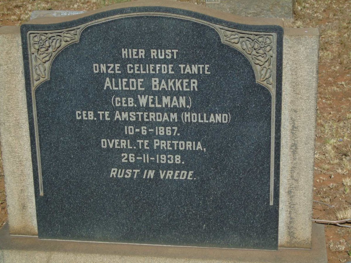 BAKKER Aliede nee WELMAN 1867-1938