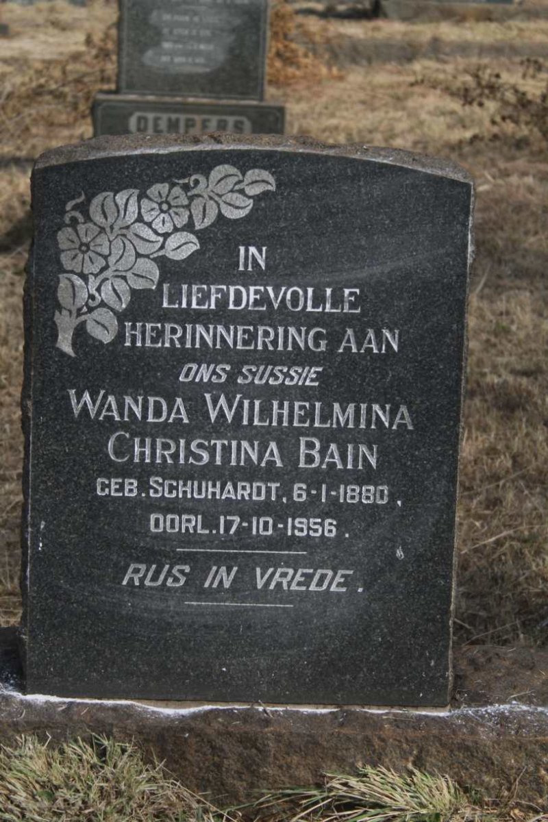 BAIN Wanda Wilhelmina Christina nee SCHUHARDT 1880-1956