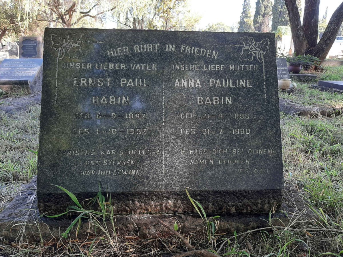 BABIN Ernst Paul 18?2- 1957 &amp; Anna Pauline 1893-1980