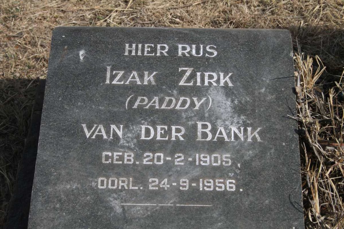 BANK Izak Zirk, van der 1905-1956
